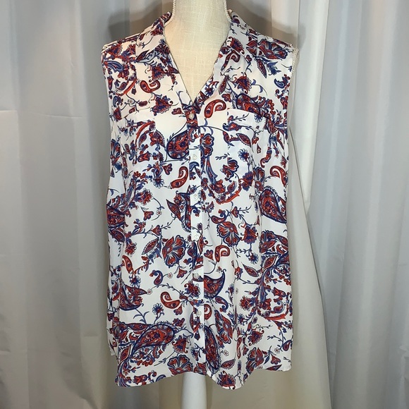 NWOT Paisley Print Button Up Tank - Picture 1 of 9